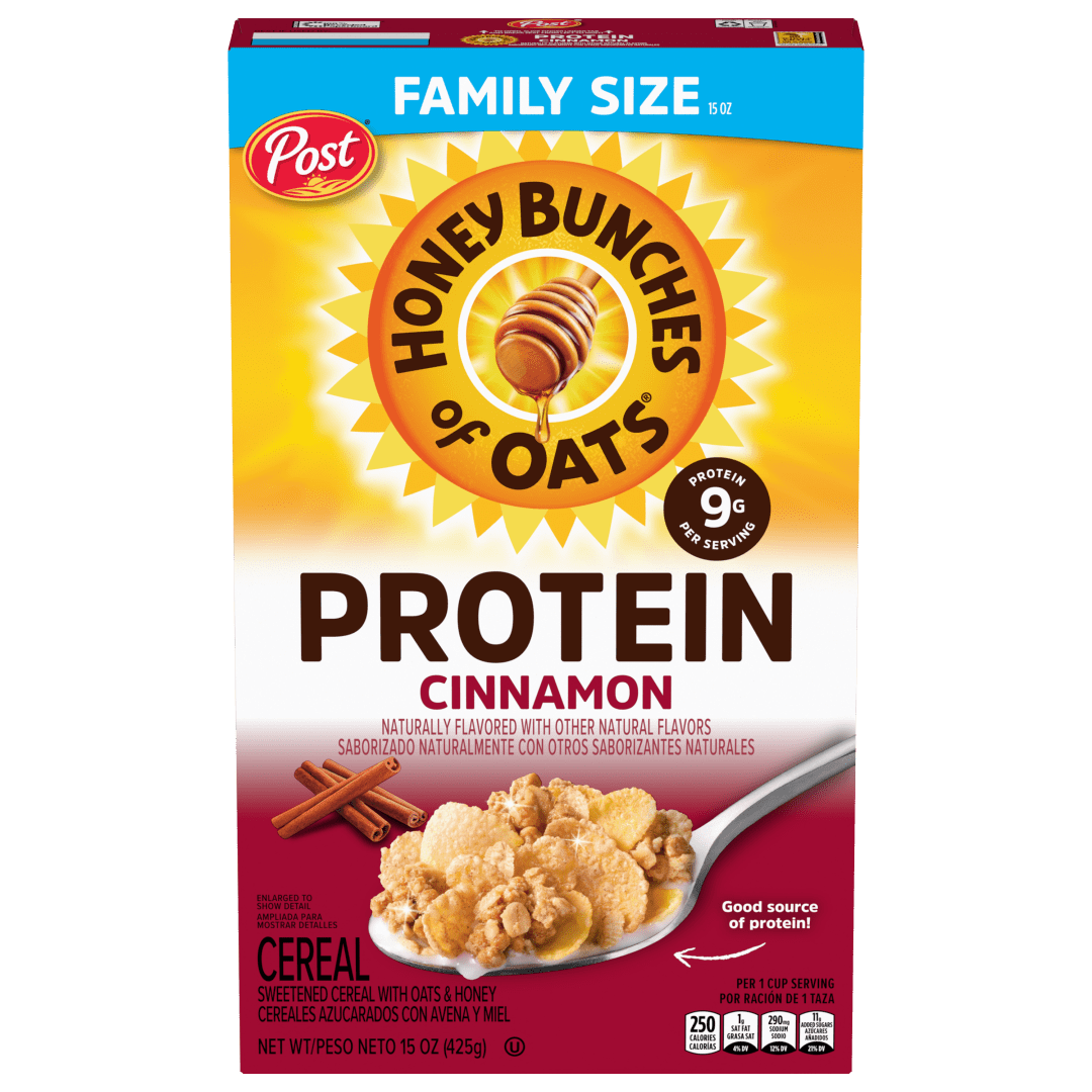 Honey Bunches of Oats Cinnamon Protein Breakfast Cereal, 15 oz Box
