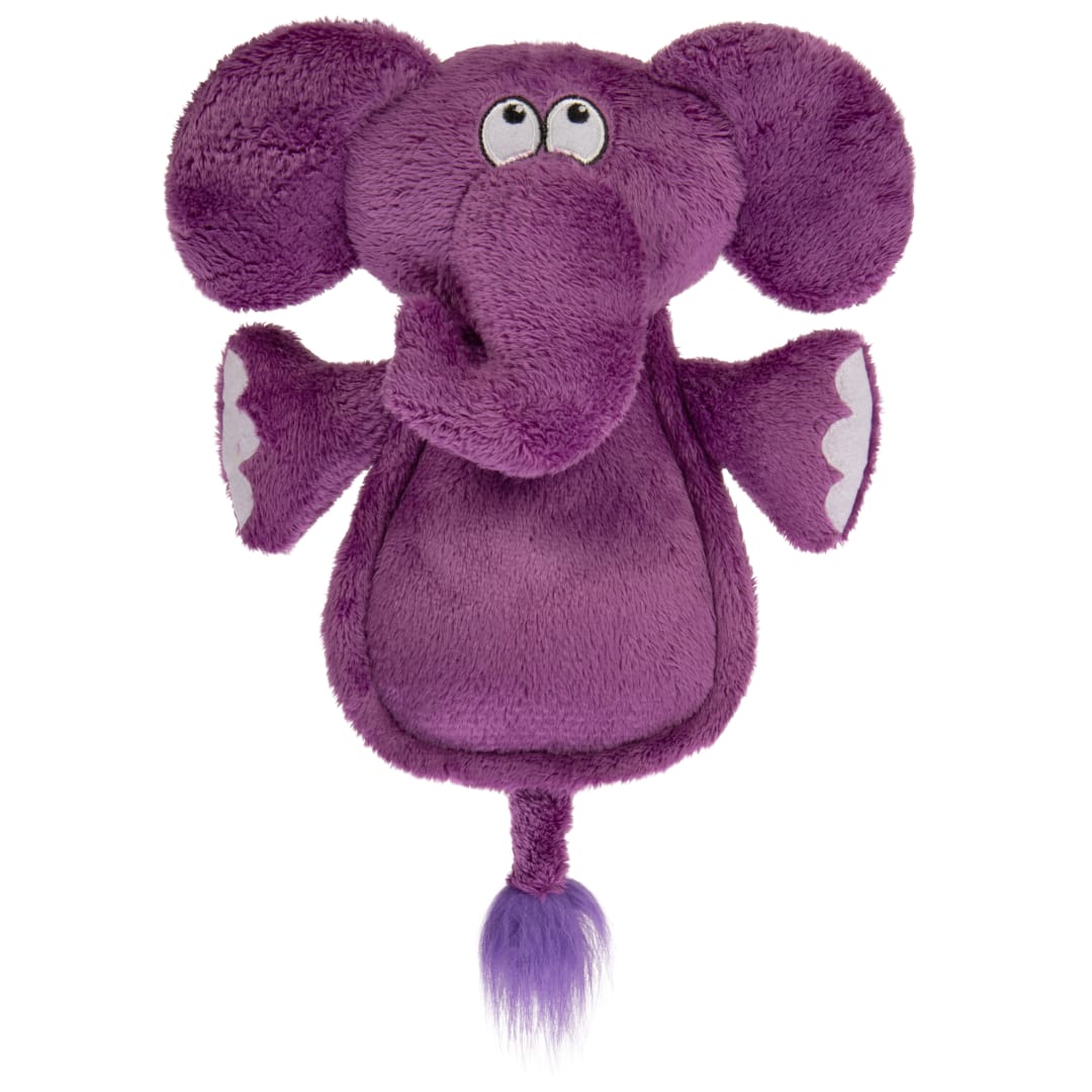 goDog® Silent Squeak Flattie Elephant Plush Dog Toy With Chew Guard Technology, Large