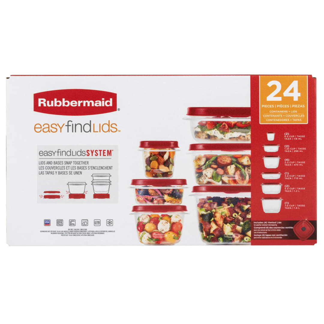 Rubbermaid EasyFindLids Food Storage Containers, 24-Piece Set