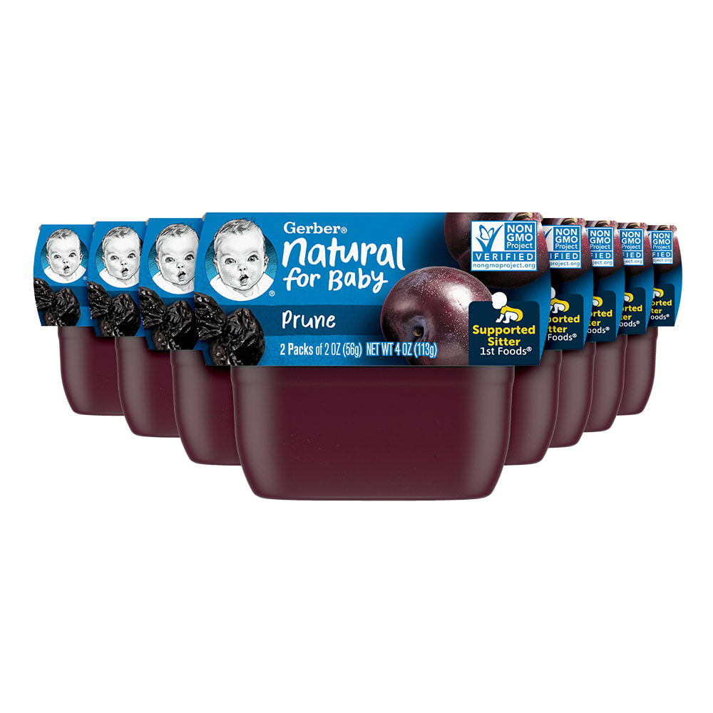Gerber Stage 1 Baby Food, Prune Puree Tubs, Baby Puree, 16PK