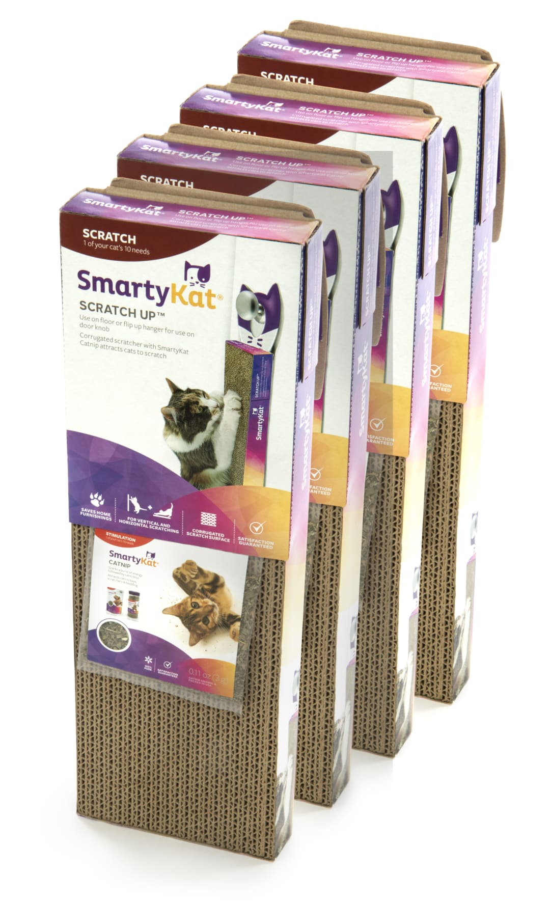 SmartyKat Scratch Up (Set of 4) Hanging Corrugate Cat Scratchers with Catnip