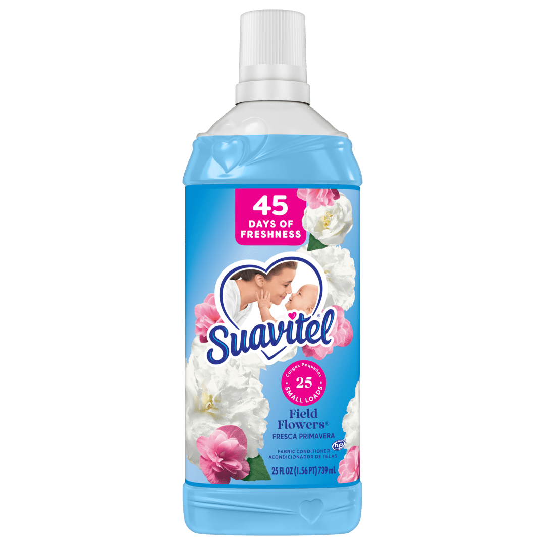 Suavitel Complete Liquid Fabric Softener, Fabric Conditioner, HE Compatible, 25 Small Loads, Field Flowers Scent, 25 fl oz Bottle