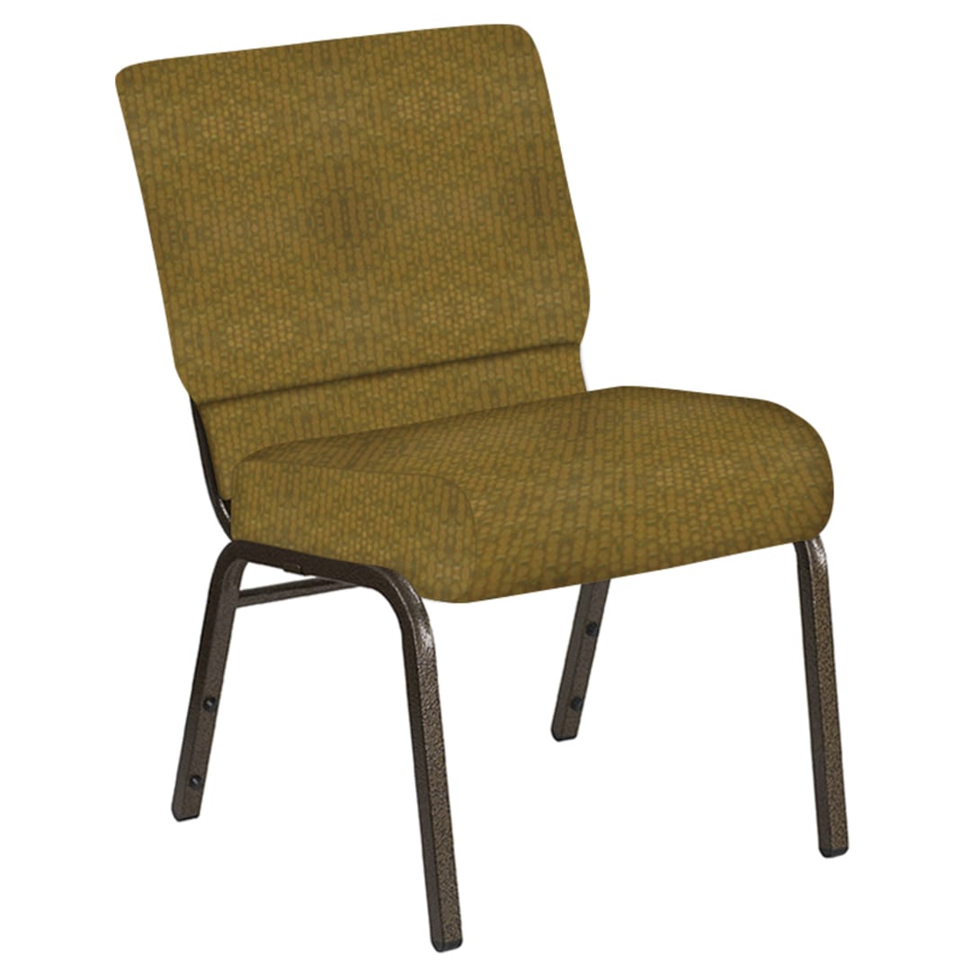 Embroidered 21''W Church Chair in Optik Meadow Fabric - Gold Vein Frame