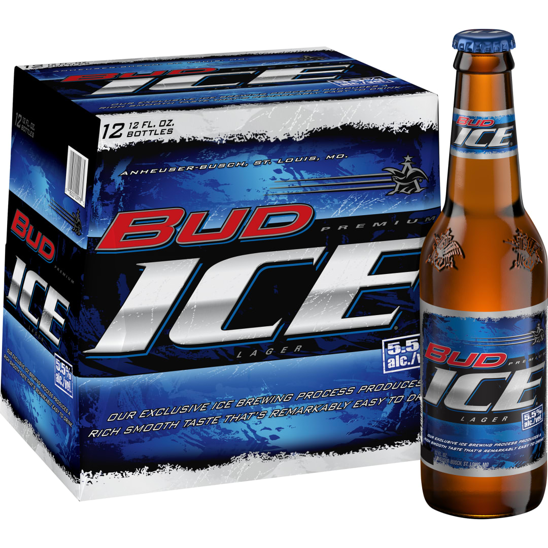 Bud Ice Premium Lager Beer 12 - 12 fl oz Bottles