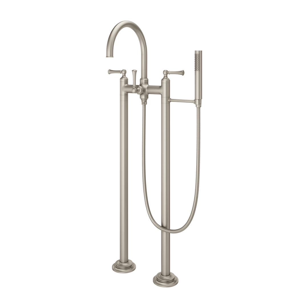 Tisbury Traditional 2-Handle Tub Filler with Hand Shower in Brushed Nickel