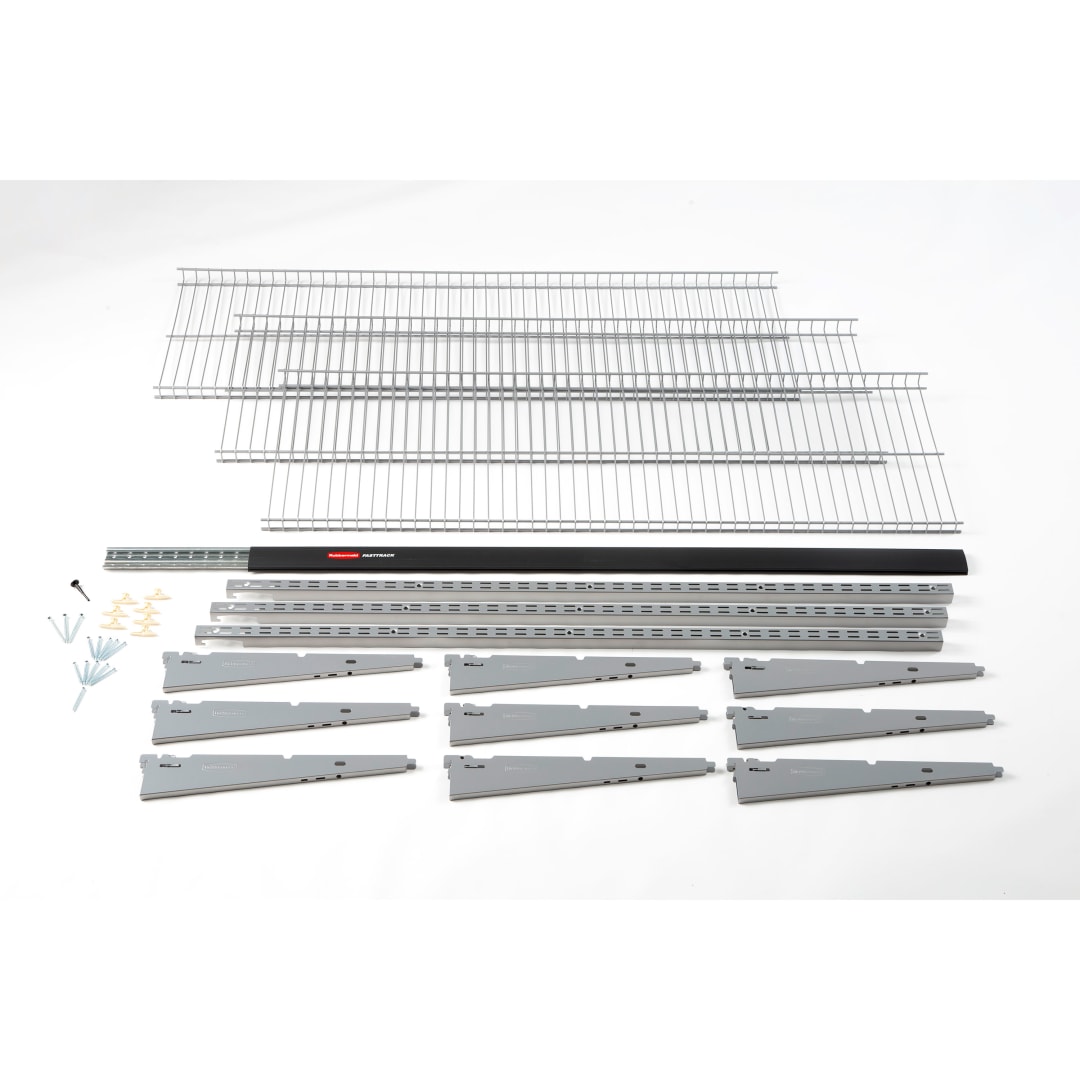 Rubbermaid Garage FastTrack Rail Shelf Kit, 16-Piece, Black