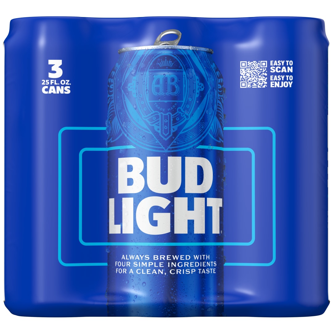 Bud Light American Lager Beer 3 Pack, 25 fl oz Cans