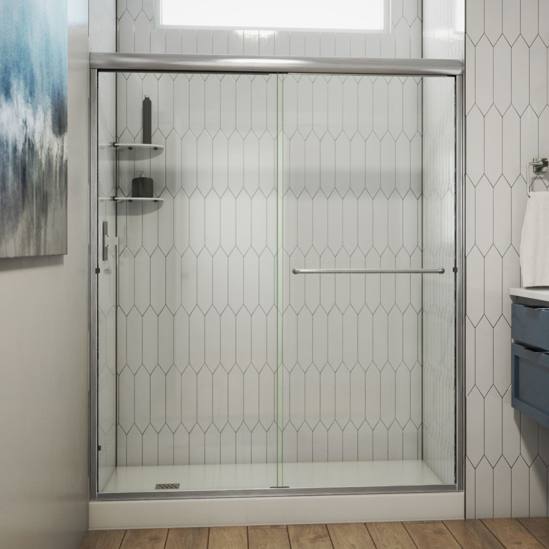DreamLine Alliance Pro 56 - 60 inch W x 70 3/8 inch H Semi-Frameless Bypass Shower Door in Brushed Nickel