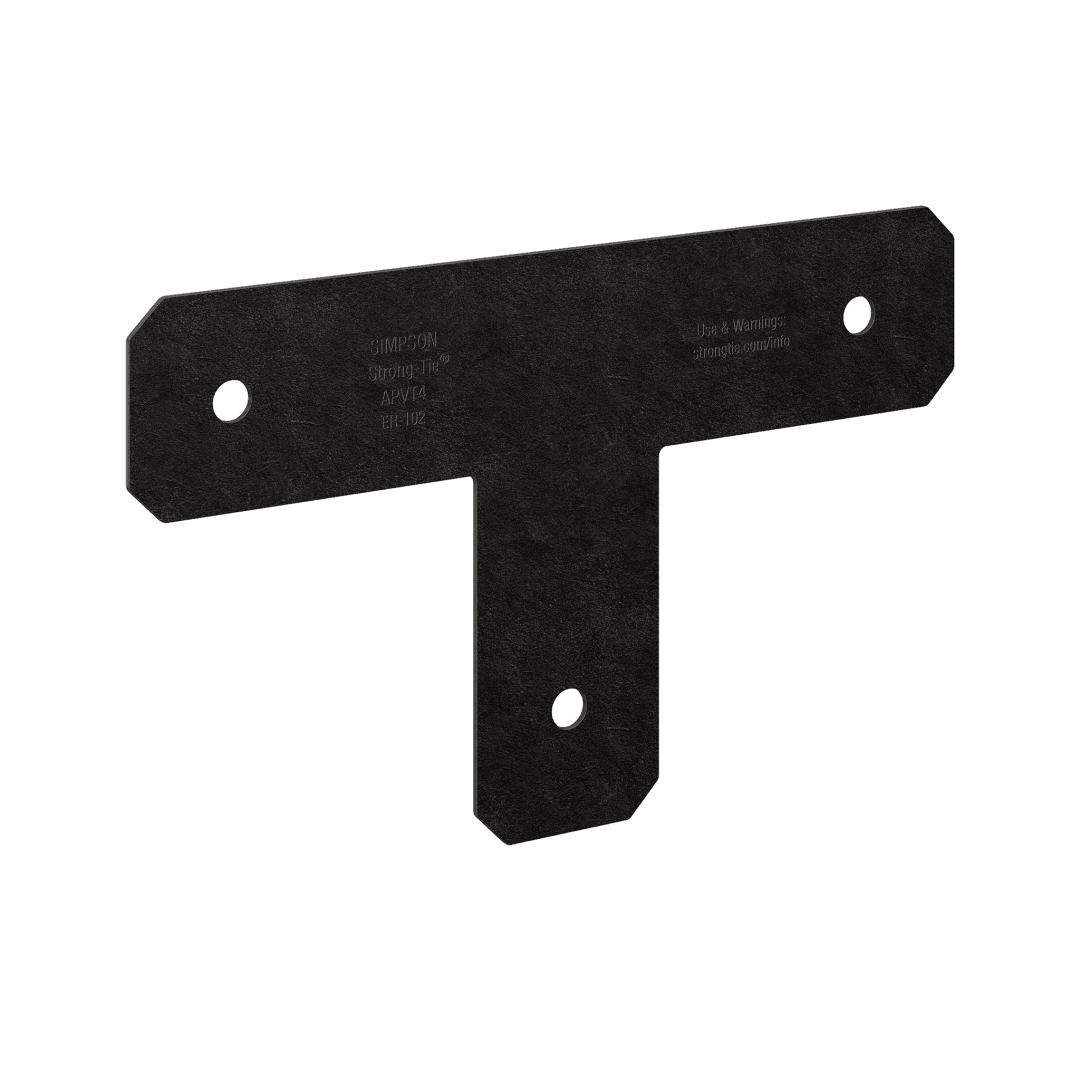 Simpson Strong-Tie APVT4 Outdoor Accents® Avant Collection™ ZMAX®, Black Powder-Coated T Strap for 4x4 (Pack of 8)