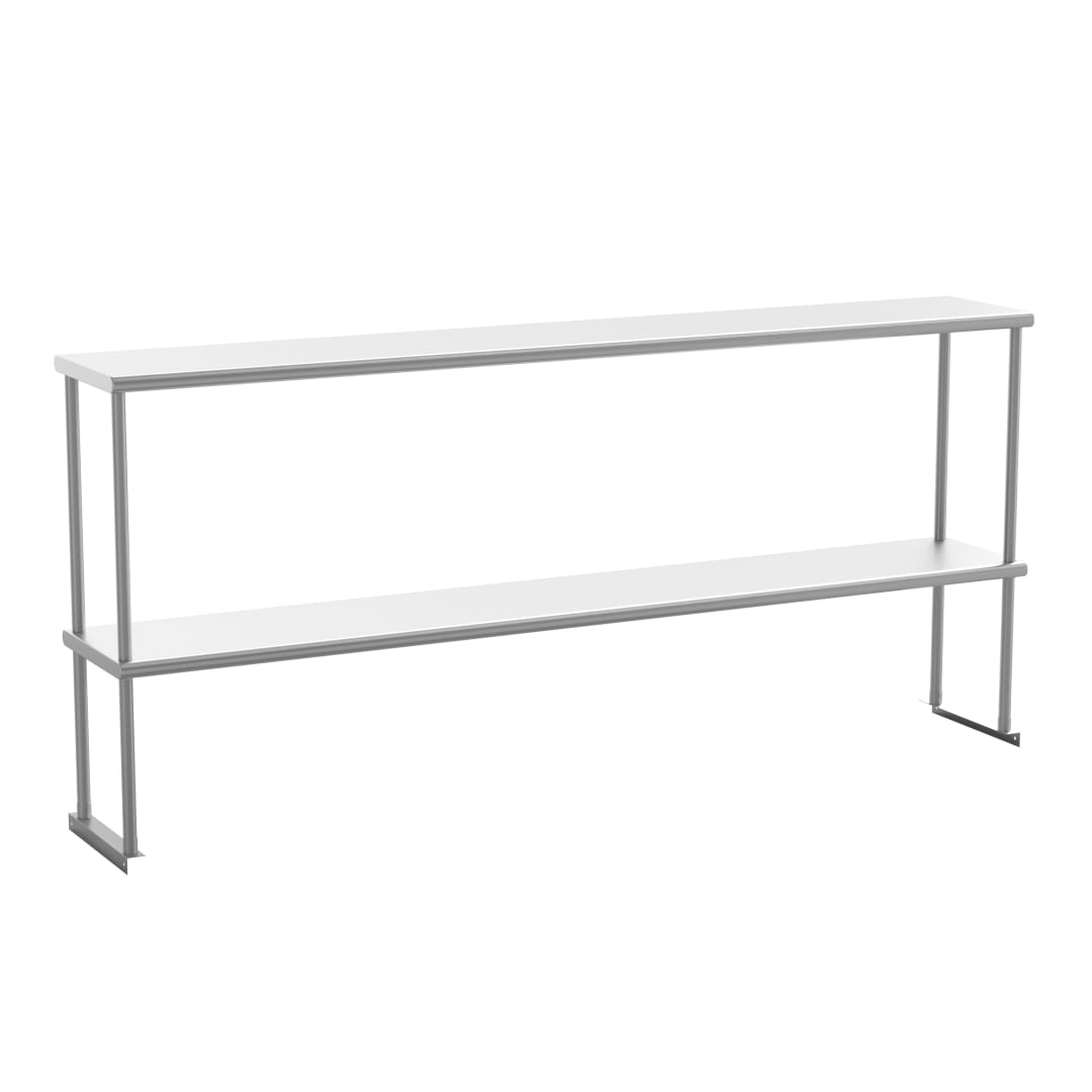 Reese Commercial Grade 430 Stainless Steel 18 Gauge NSF Certified 72" x 12" Metal Kitchen Double Overshelf
