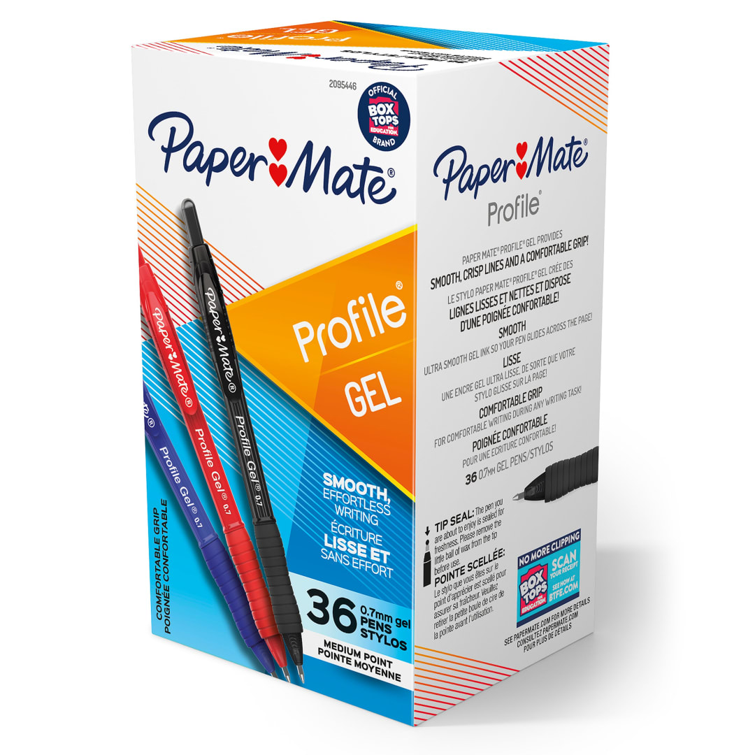 Paper Mate® Gel Pen, Profile Retractable Pen, 0.7mm, Assorted, 36 Count