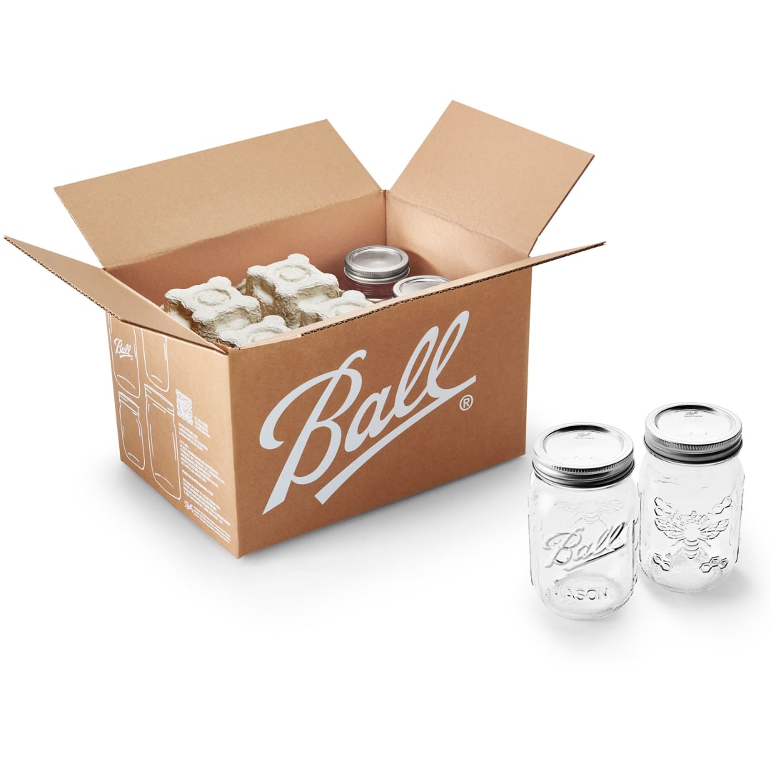 Ball® Honeybee Keepsake Mason Jars with Lids and Bands, Regular Mouth, 16 Oz Pint Jars, 6-Pack