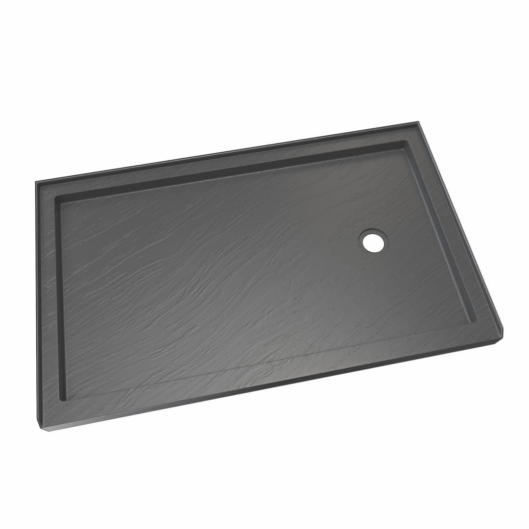 DreamLine SlimLine 30 inch D x 60 inch W x 2 3/4 inch H Right Drain Single Threshold Shower Base in Slate Gray