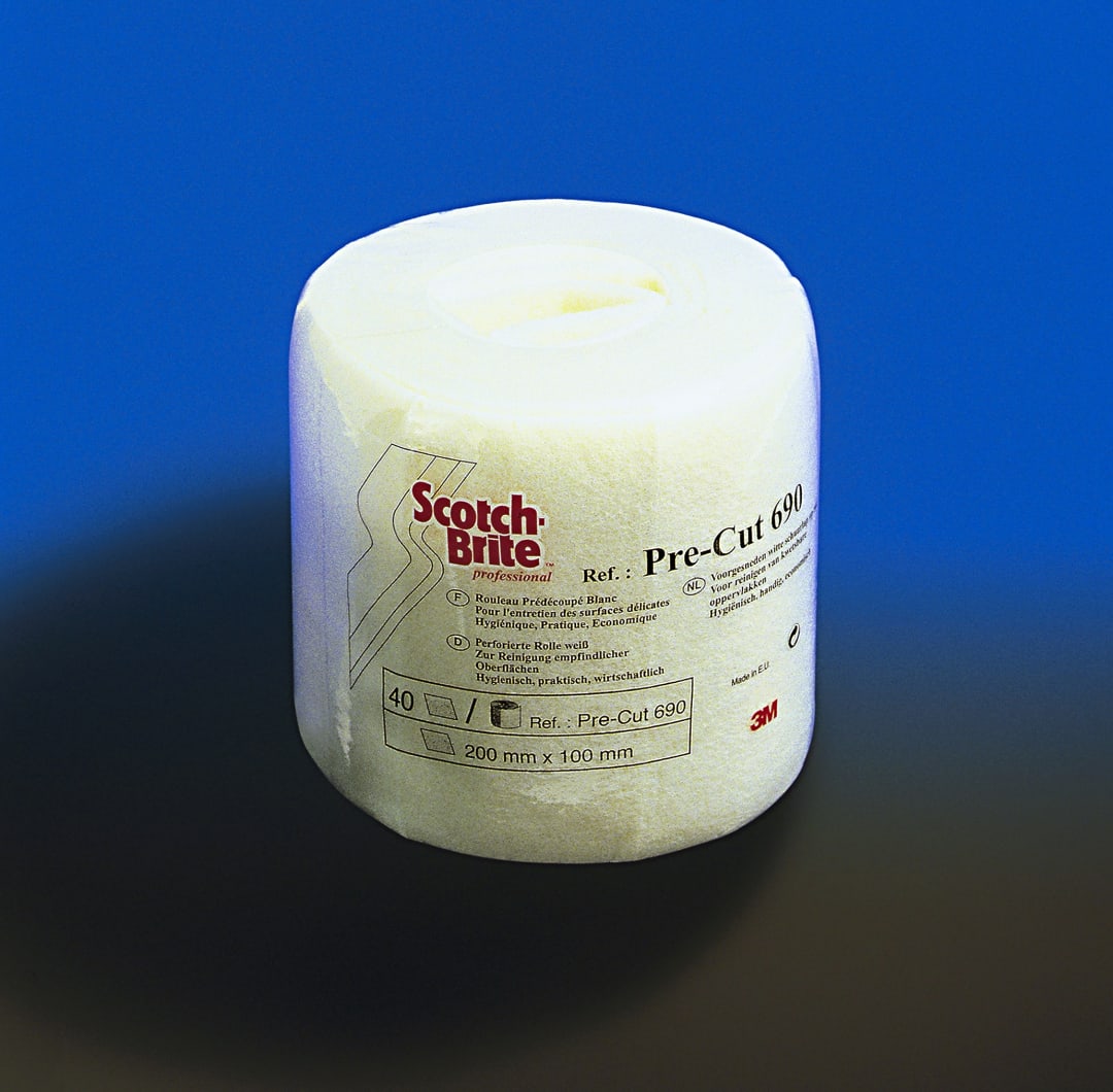 3M™ Scotch-Brite™ Universal Reinigungsvlies 690, Weiß, 200 mm x 100 mm, 40 Pads / Rolle, 6 Rollen / Karton