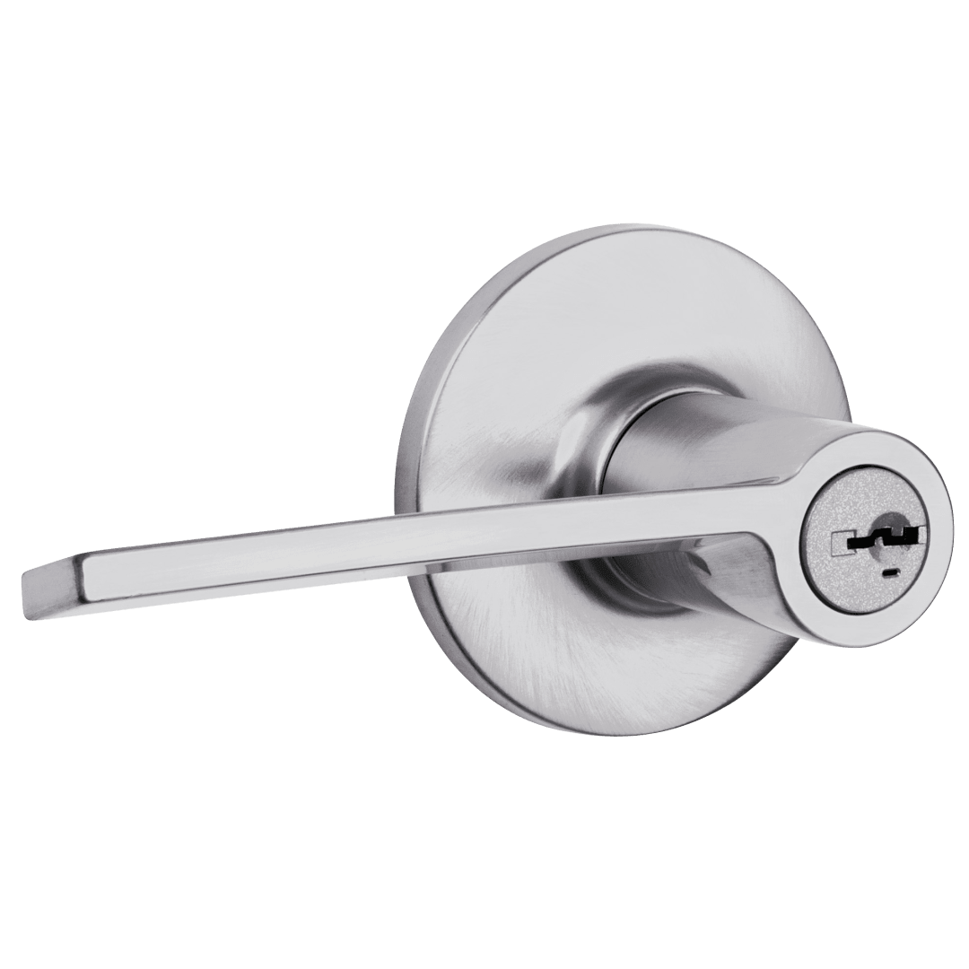 Palmina Left-Handed Keyed Entry UL Lever featuring SmartKey Security™ in Satin Chrome