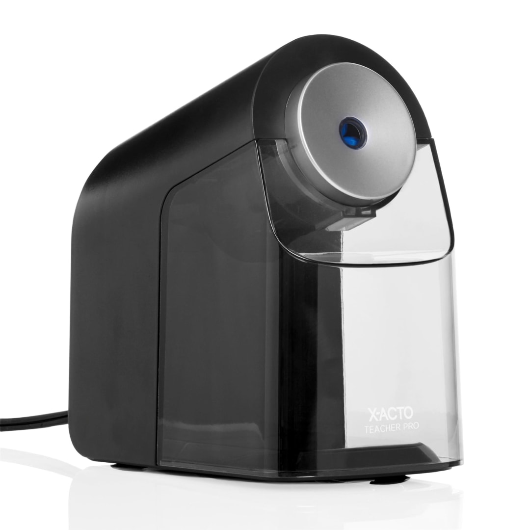 X-ACTO® Pencil Sharpener, Teacher Pro Electric Pencil Sharpener, With Auto Adjust Dial, SafeStart Motor, SmartStop, Black, 1 Count
