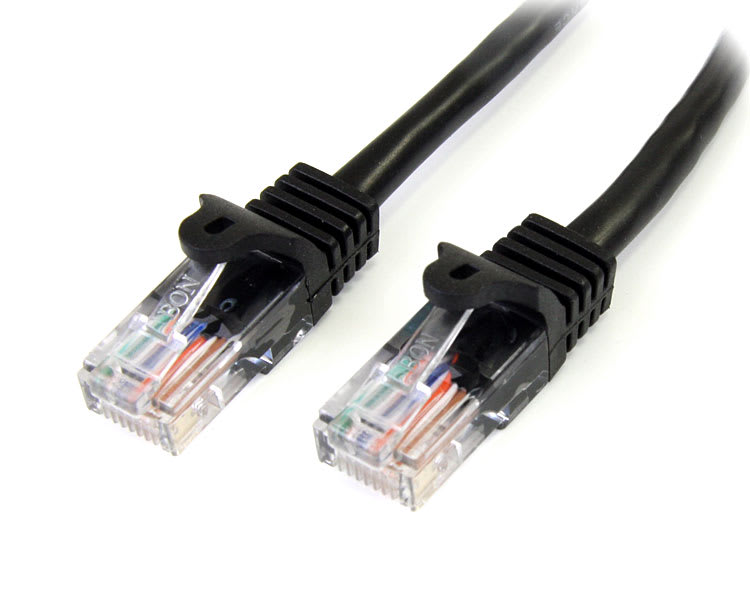 15 m Black Snagless Cat5e UTP Patch Cable