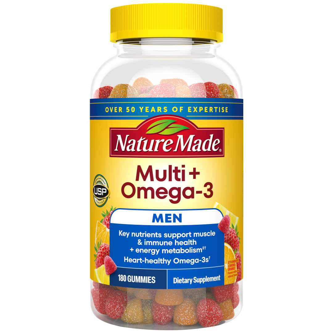 Nature Made Mens Multivitamin Gummies with Omega-3, Mens Gummy Multivitamins for Daily Nutritional Support, 180 Gummy Vitamins and Minerals, 90 Day Supply