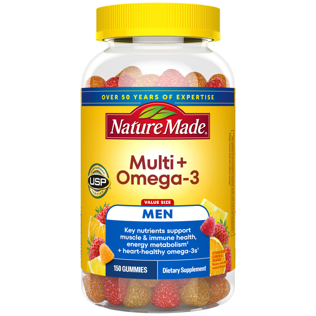 Nature Made Mens Multivitamin Gummies with Omega-3, Mens Gummy Multivitamins for Daily Nutritional Support, 150 Gummy Vitamins and Minerals, 75 Day Supply