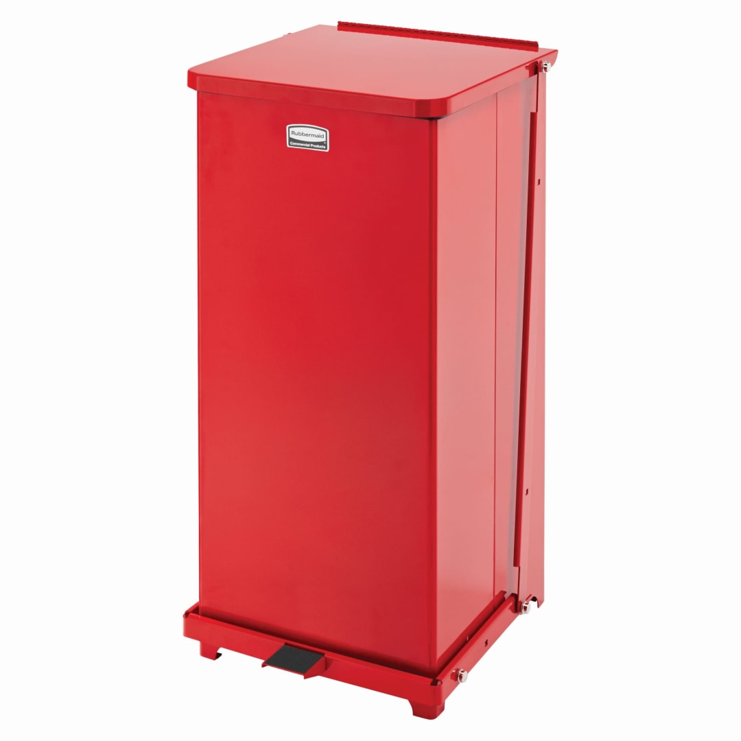 Rubbermaid Commercial Products Defenders® 13 Gal Square Step Trash Can, Red