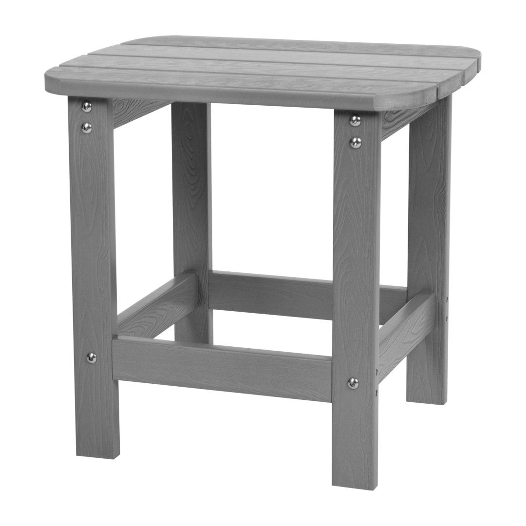 Charlestown All-Weather Poly Resin Wood Commercial Grade Adirondack Side Table in Gray