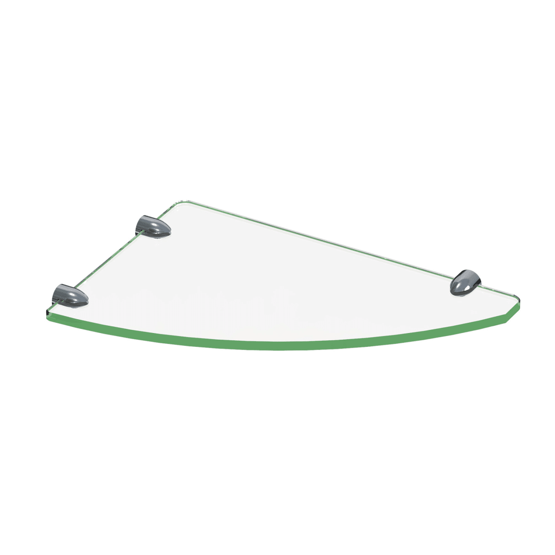 DreamLine 12 inch x 8 inch Corner Glass Shelf in Chrome