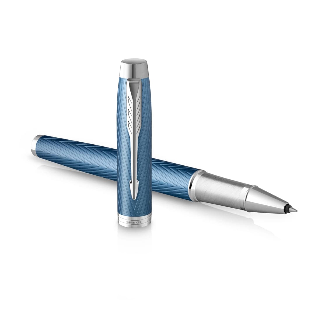 Parker IM RollerBall® Pen | Premium Blue Grey with Chrome Trim | Fine Point with Black Ink Refill | Gift Box