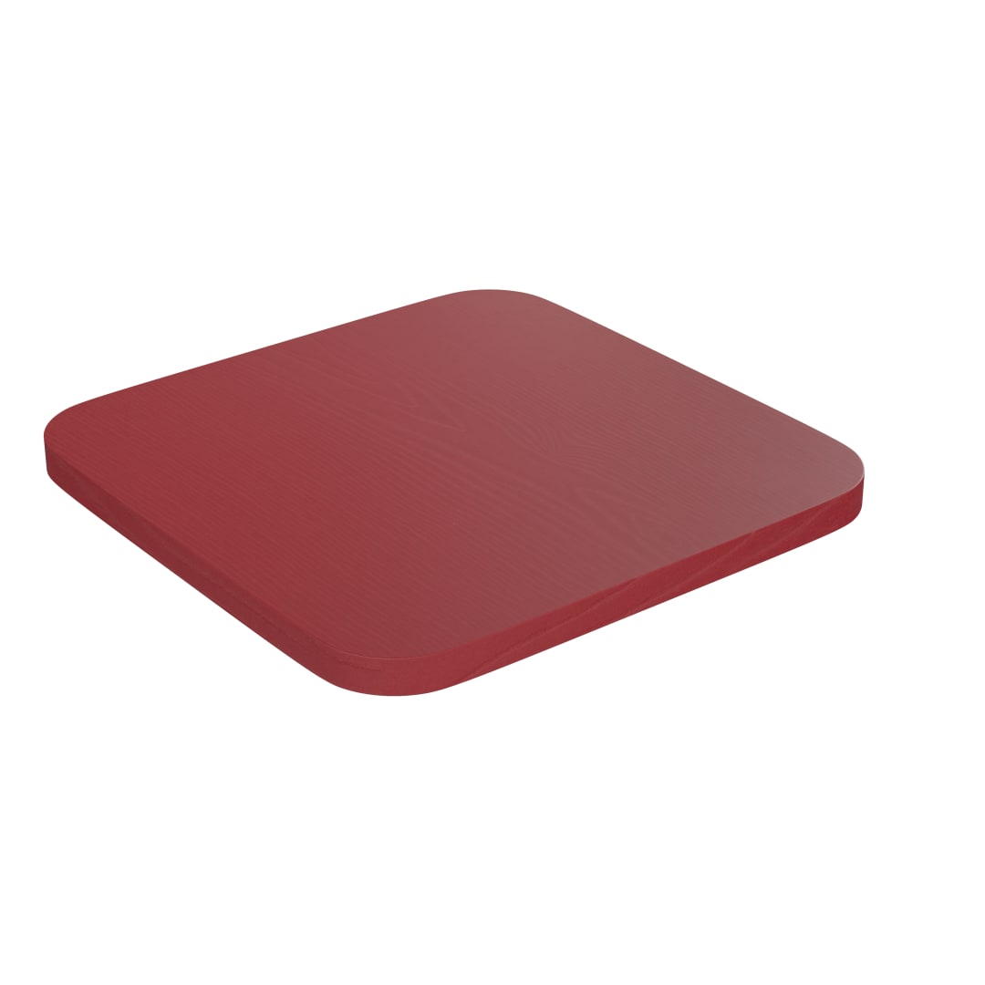 Perry Poly Resin Wood Square Seat with Rounded Edges for Colorful Metal Barstools in Red