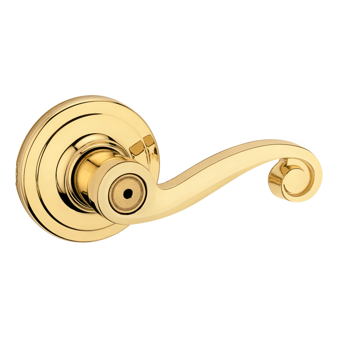 Lido Polished Brass Bedroom Bathroom Privacy Door Handle with Lock