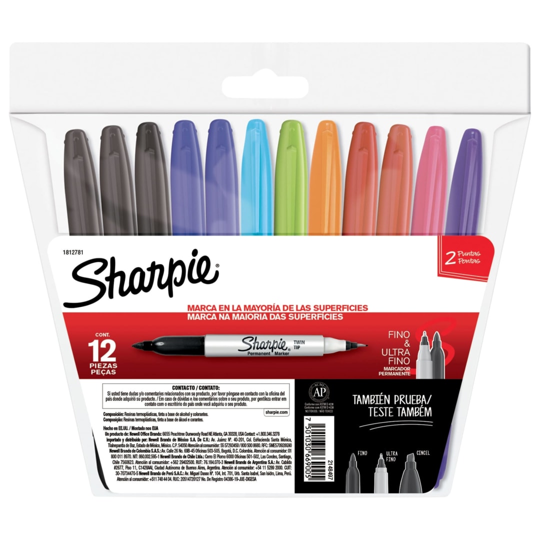 LA PM SHARPIE TWIN TIP ASST PCH12