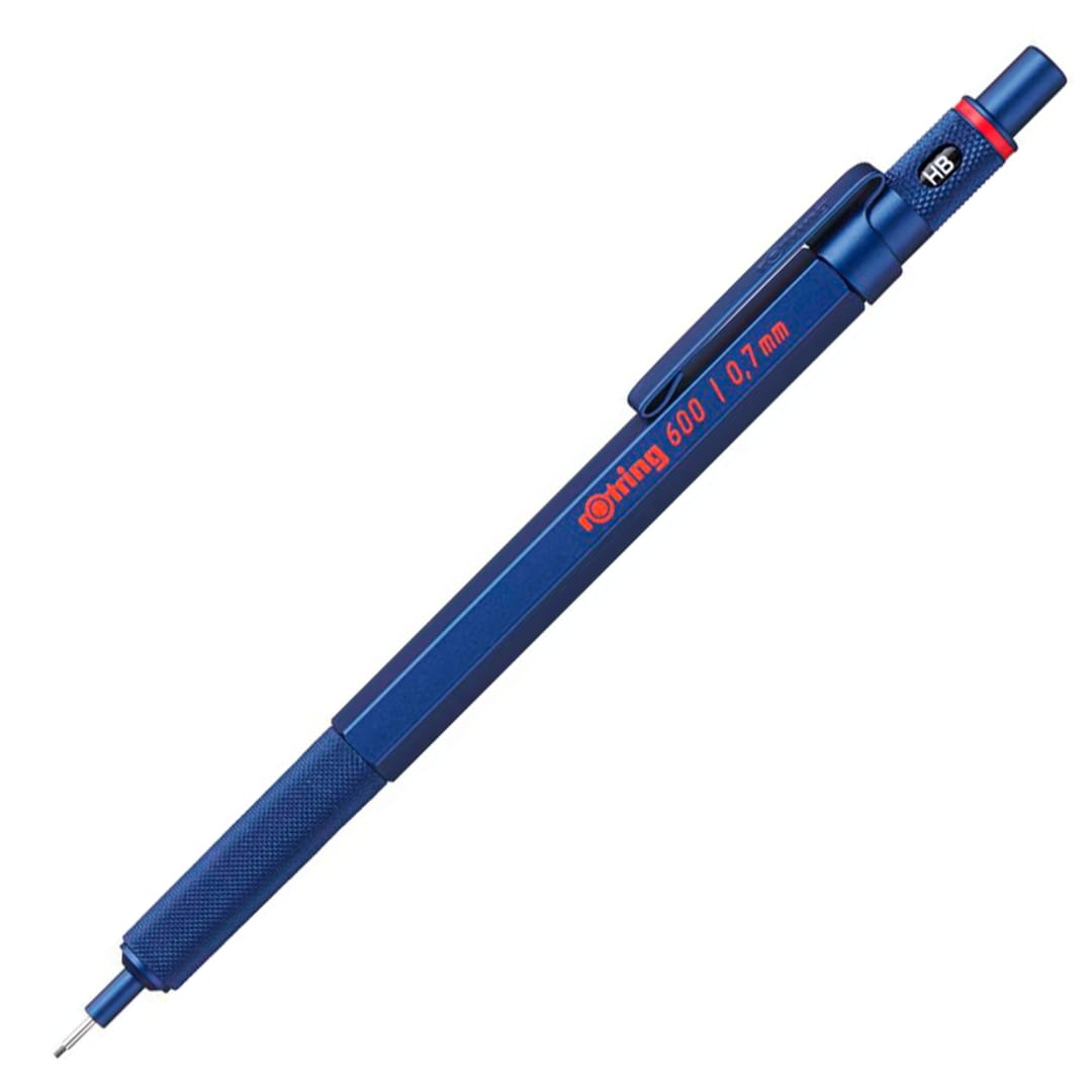 rOtring 600 Mechanical Pencil | HB 0.7 mm | Blue All-Metal Body | Hexagonal Barrel
