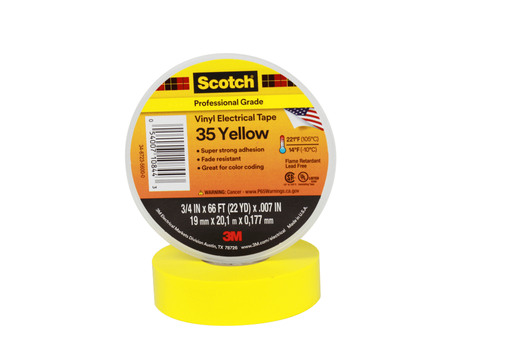 Scotch® 35  Vinil Elektrik Bandı, Sarı 19 mm x 20 m