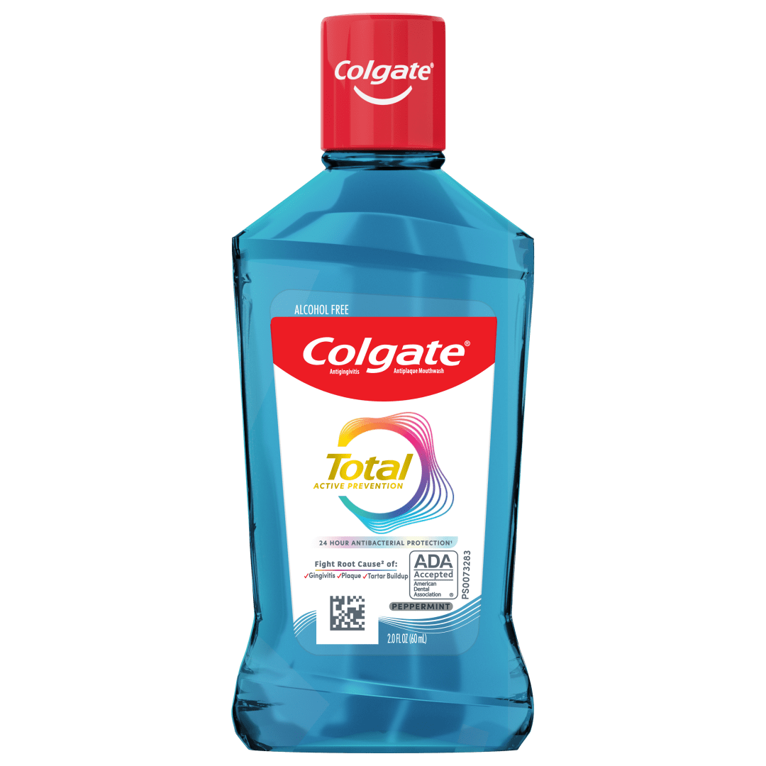 Colgate Total Alcohol Free Mouthwash, Travel Size, Peppermint, 24 Pack, 60 mL