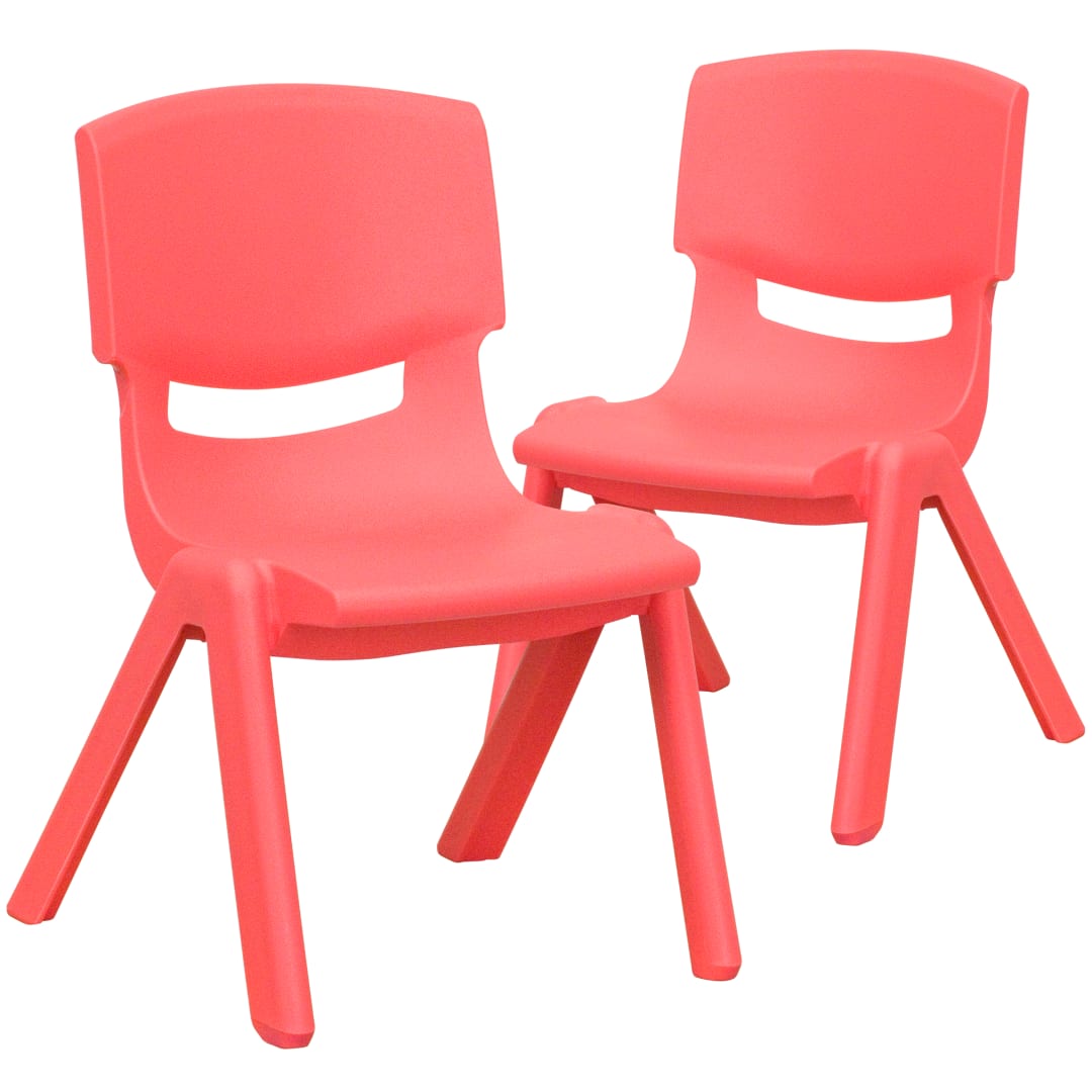 Whitney 2 Pack Red Plastic Stackable School Chair with 10.5'' Seat Height