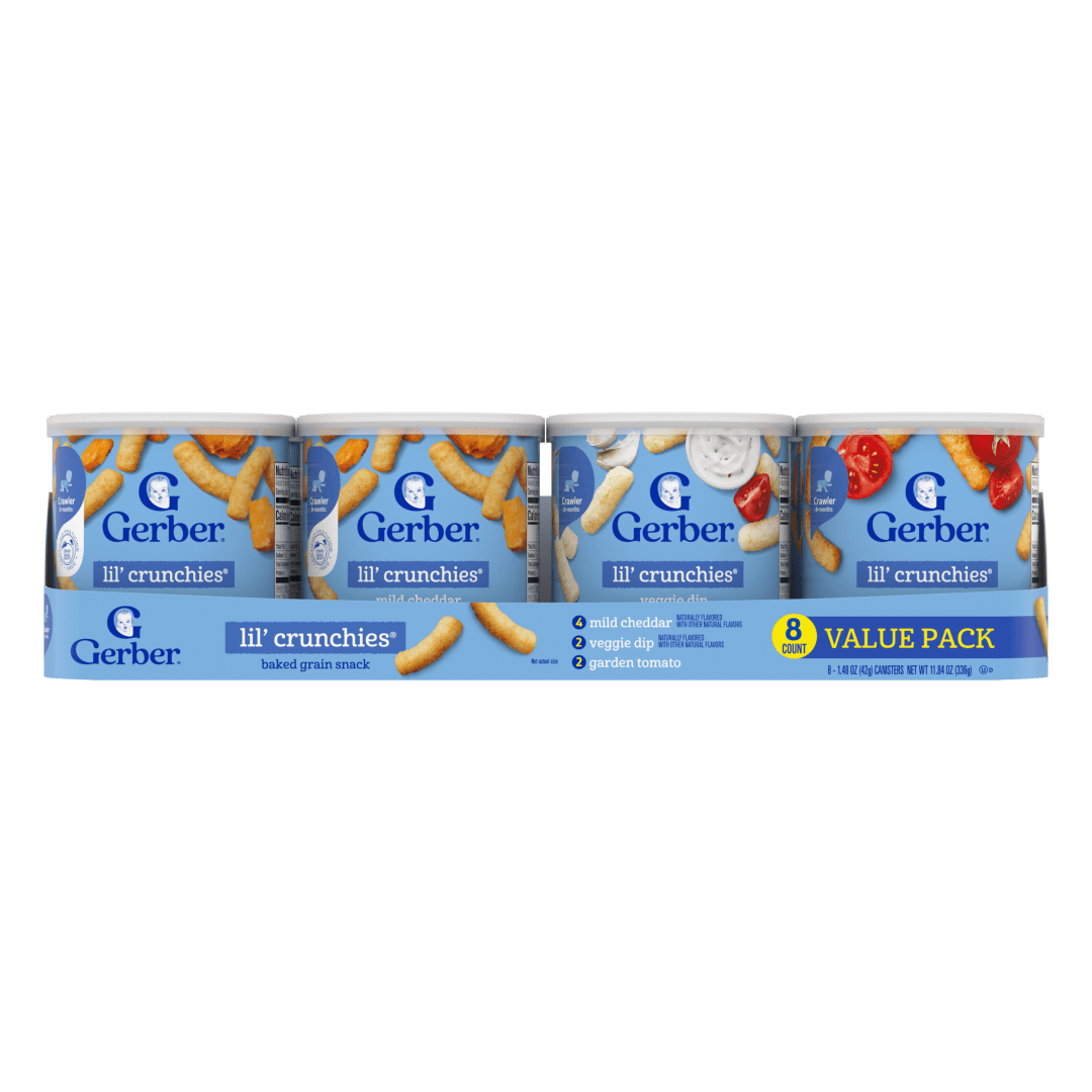 Gerber Stage 3 Baby Food Snacks, Value Pack Lil’ Crunchies, Baby Led Feeding, 8PK