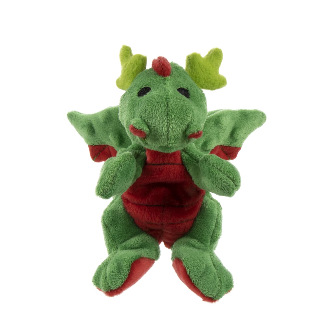 goDog Holiday Reindeer Squeaky Plush Dog Toy, Chew Guard Technology, Green, Small