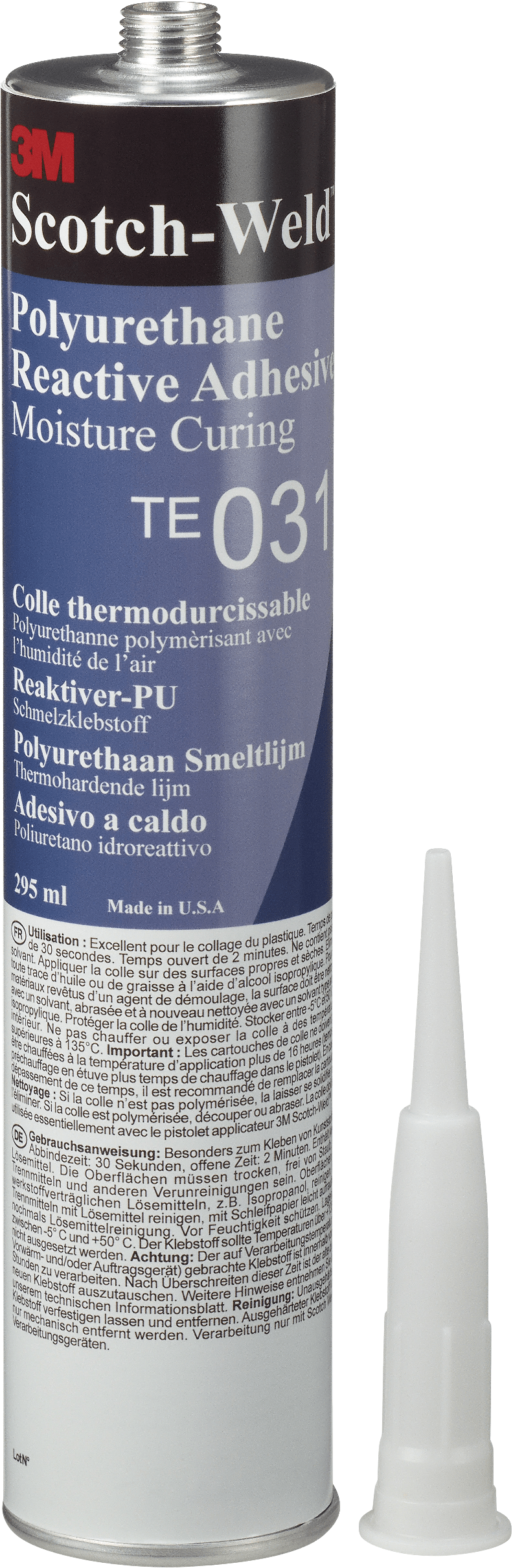 3M™ Scotch-Weld™ Reaktiver PUR-Schmelzklebstoff TE031, Schwarz, 295 ml
