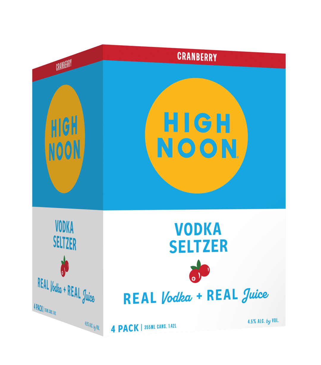 High Noon Cranberry Vodka Hard Seltzer 355ml Can 4 Pack