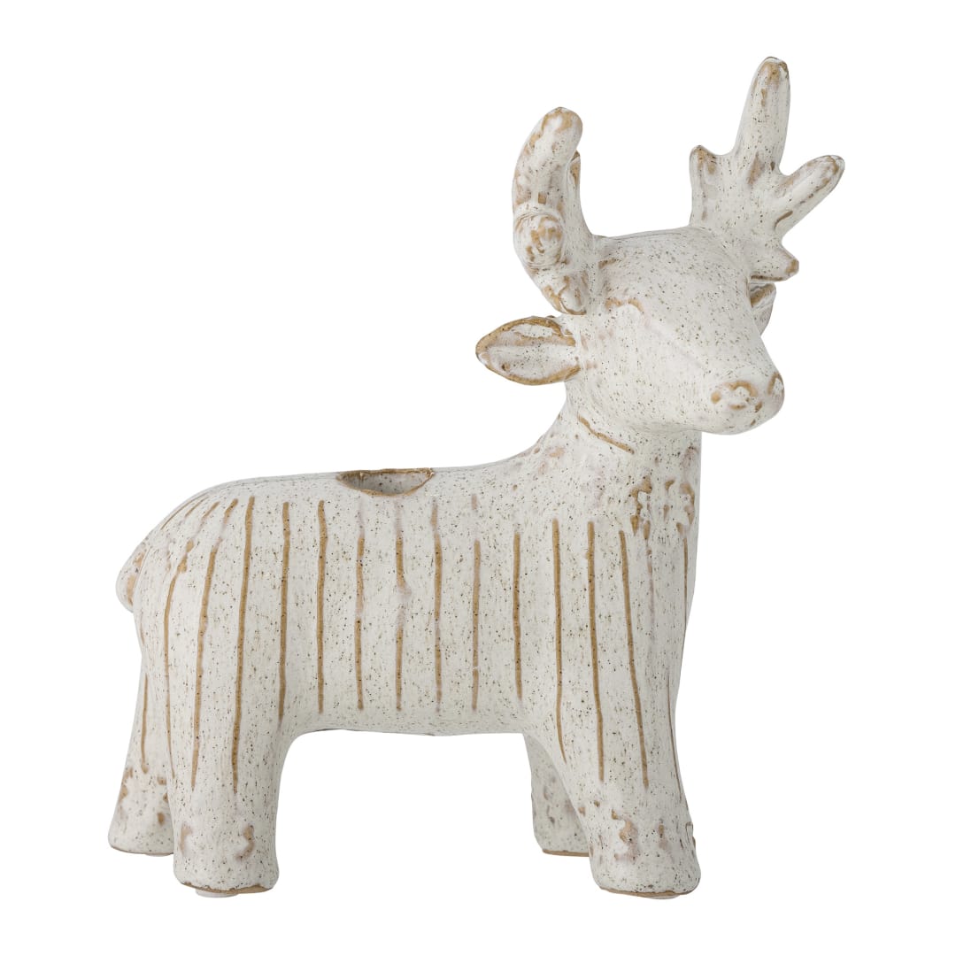 82060064 - Elef Candle Holder, White, Stoneware STOCK: 104