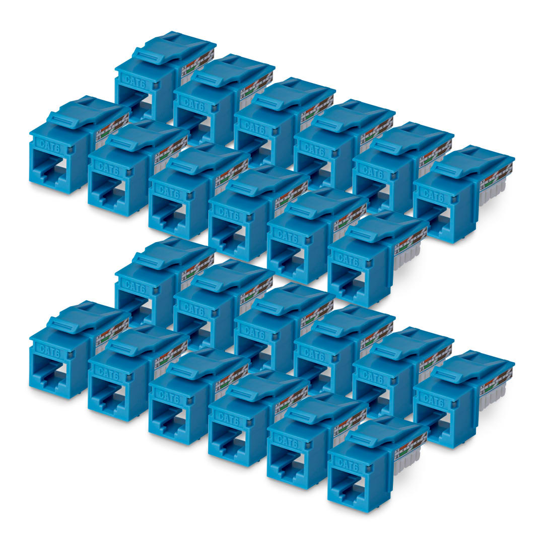 Cat6 UTP 110 Style 90 Degree Punchdown Keystone Blue 10pk