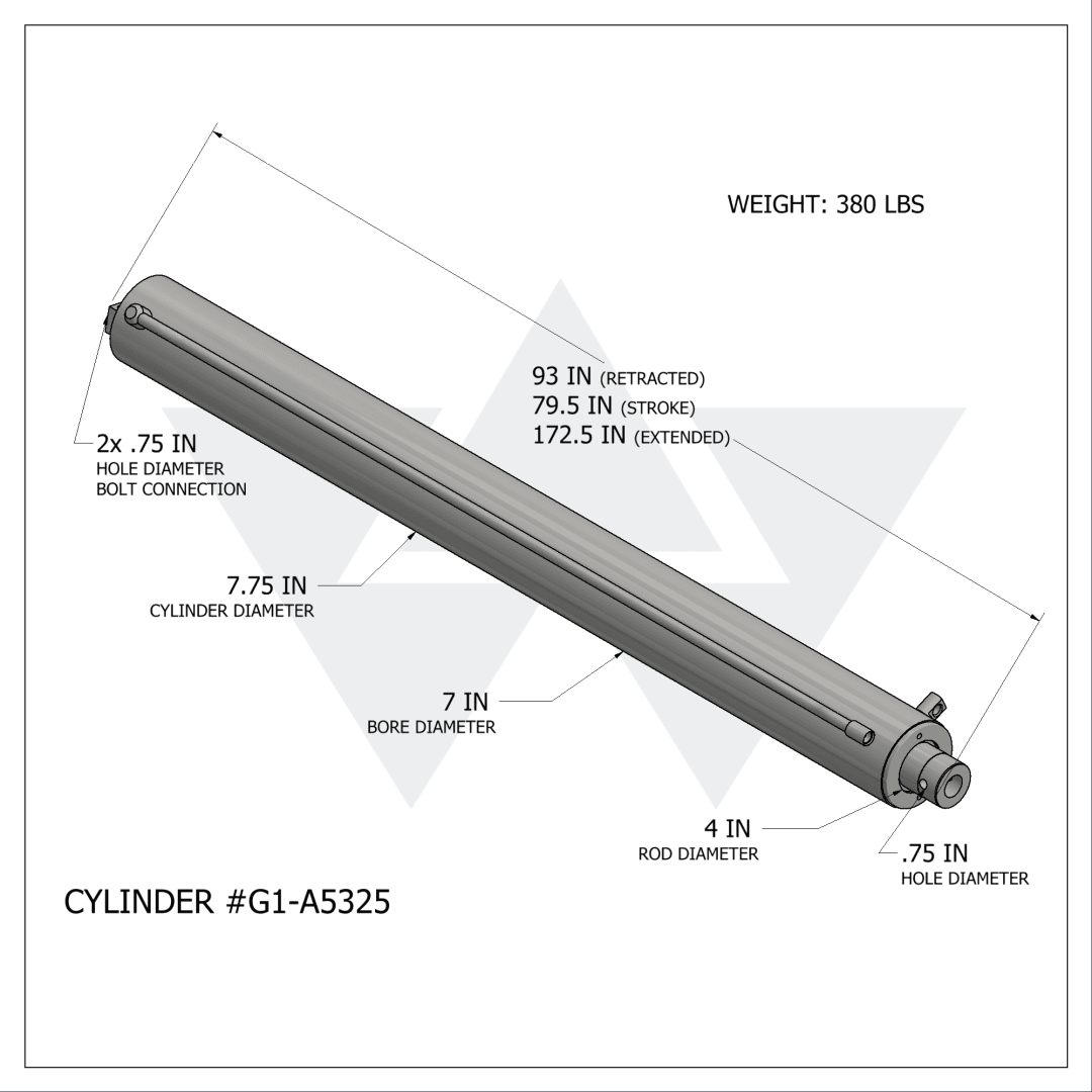Galbreath™ Double Acting Winch Cylinder (7" X 4" X 79.5")