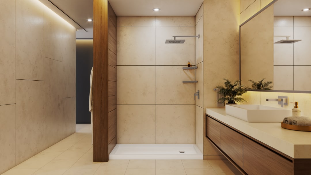 DreamLine SlimLine 32 inch D x 60 inch W x 2 3/4 inch H Single Threshold White Alcove Shower Base with 2 inch Brushed Nickel Right Round Drain