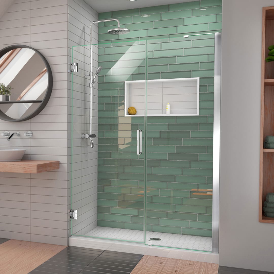 DreamLine Unidoor-LS 54 - 55 inch W x 72 inch H Frameless Hinged Shower Door in Chrome