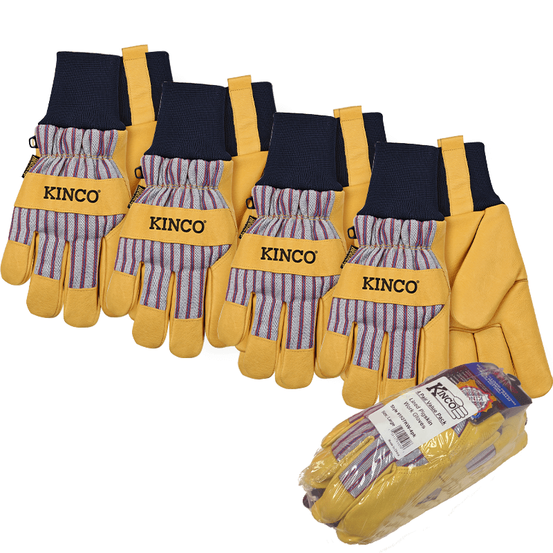 4-Pair 1927KW™ Lined Premium Grain Pigskin Palm with Knit Wrist Multi-Pack