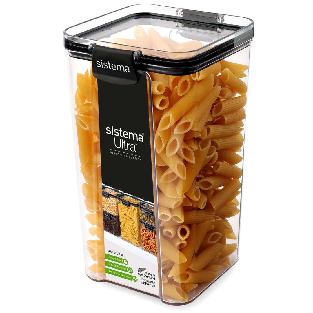 Sistema Ultra Airtight Pantry Food Storage Container, 1.3 L, Large, Stackable, BPA-Free Tritan Plastic