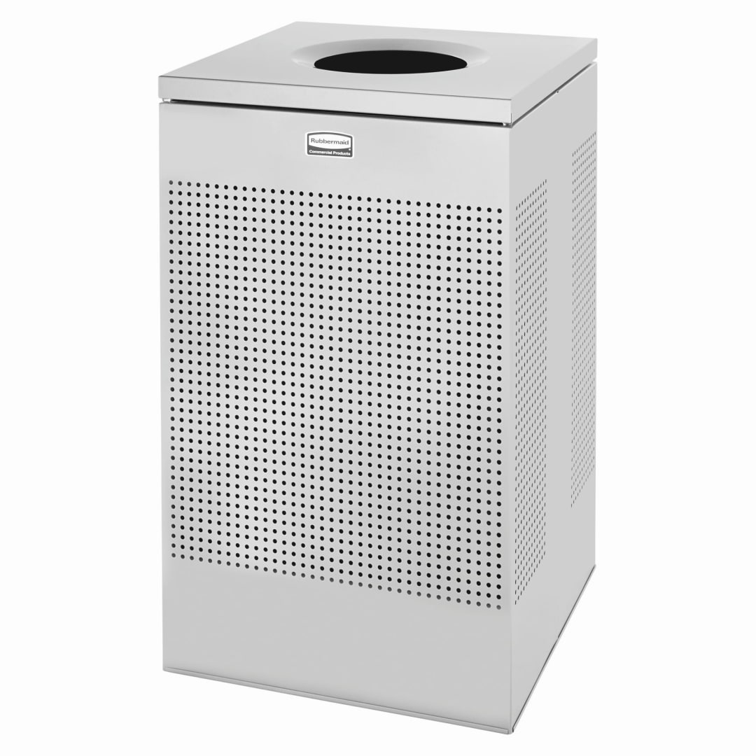 Rubbermaid Commercial Products Silhouettes 20 Gal Square Open Top Trash Can, Stardust Silver Metallic