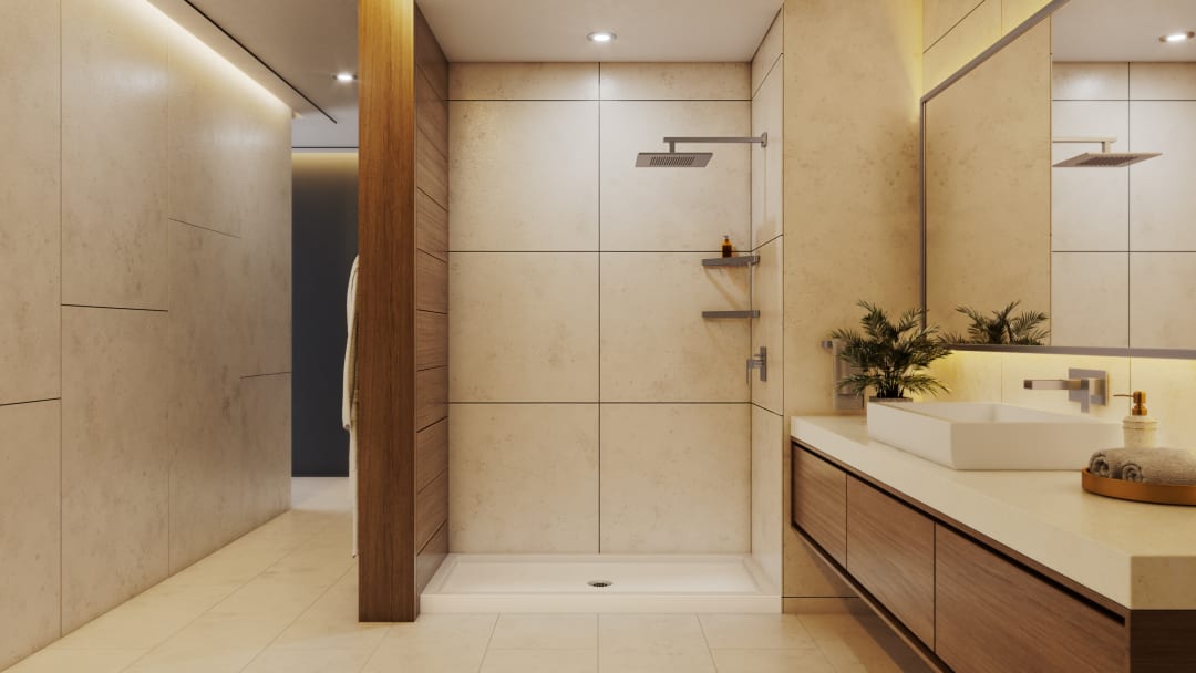 DreamLine SlimLine 36 inch D x 54 inch W x 2 3/4 inch H Single Threshold Biscuit Alcove Shower Base with 2 inch Brushed Nickel Center Round Drain