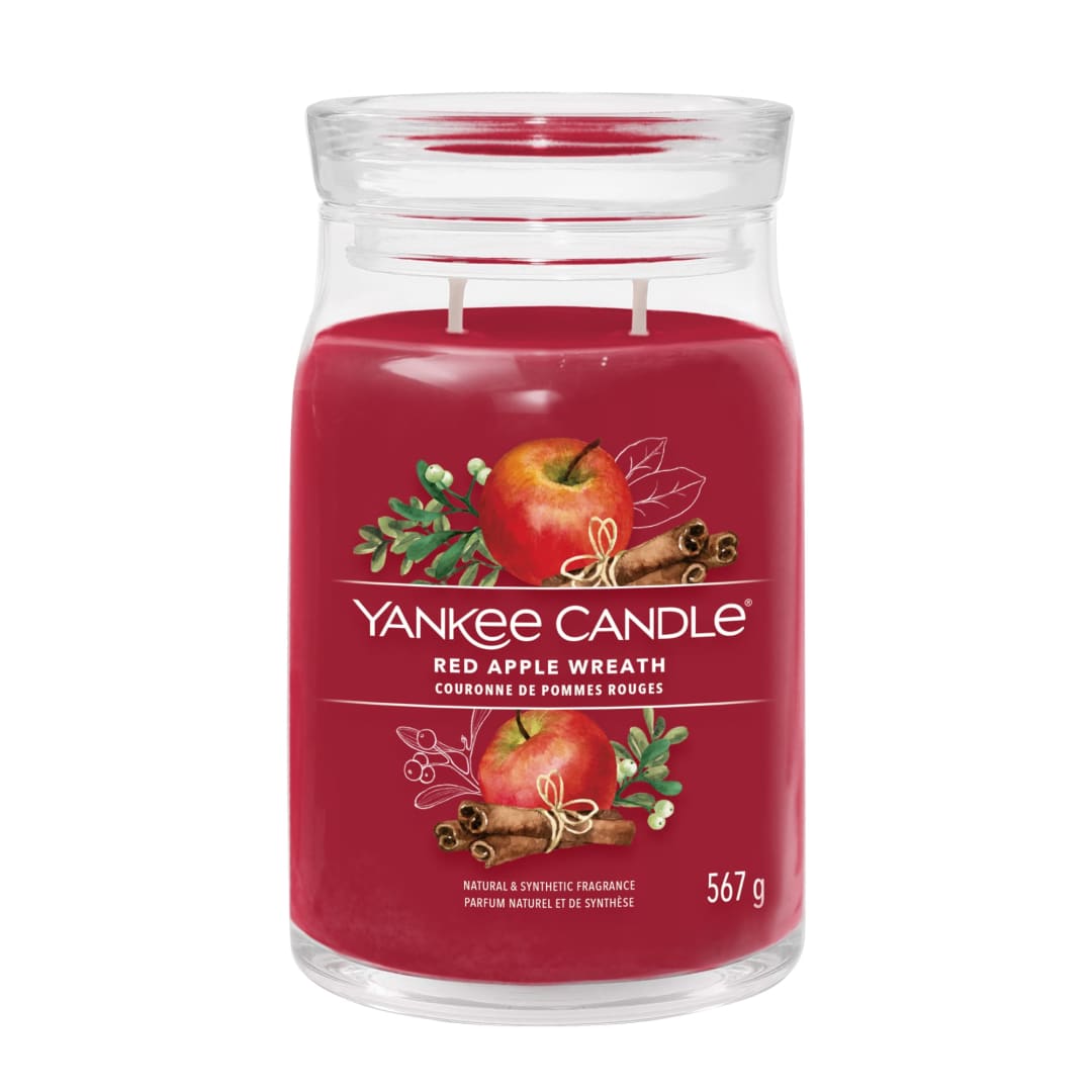 Yankee Candle® Signature Scented Candle | Red Apple Wreath Large Jar Candle with Double Wicks | Soy Wax Blend