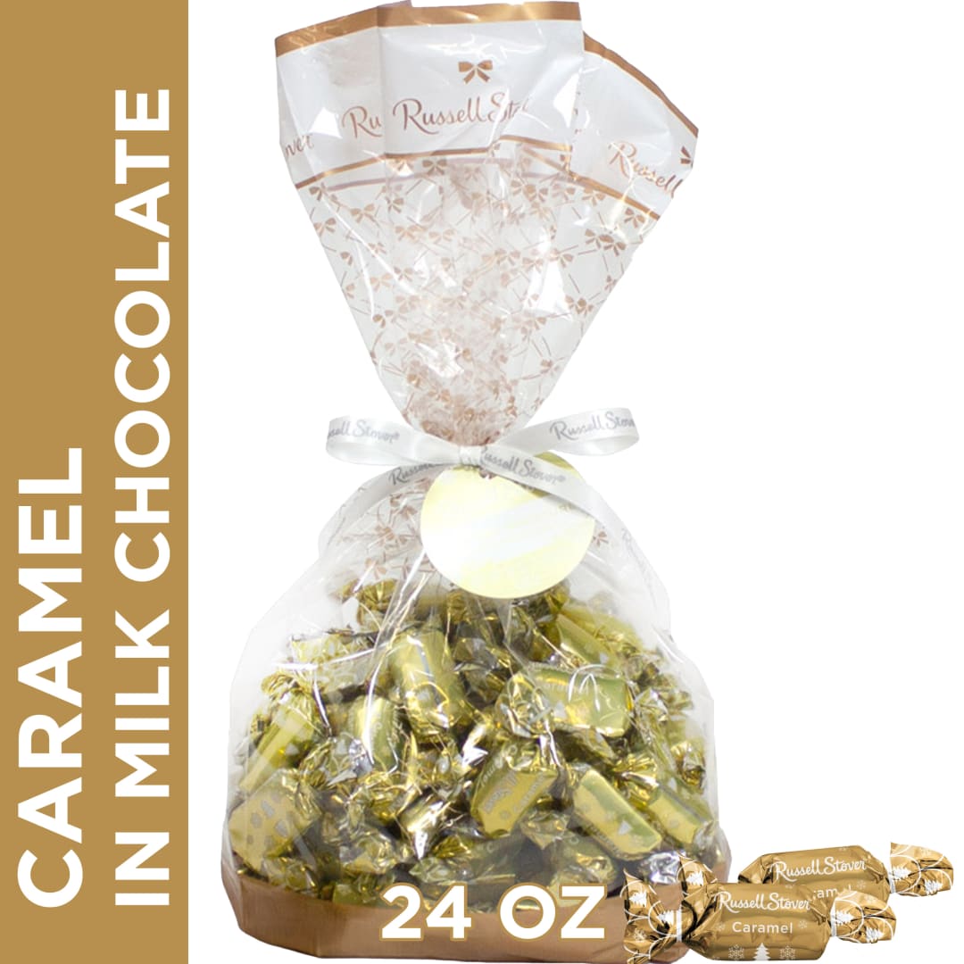 RUSSELL STOVER Christmas Milk Chocolate Caramel Miniatures Snowflake Gift Bag, 24 oz.