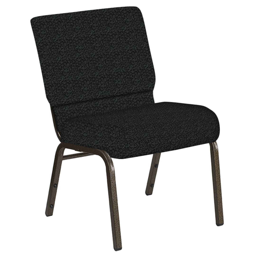Embroidered 21''W Church Chair in Lancaster Pewter Fabric - Gold Vein Frame